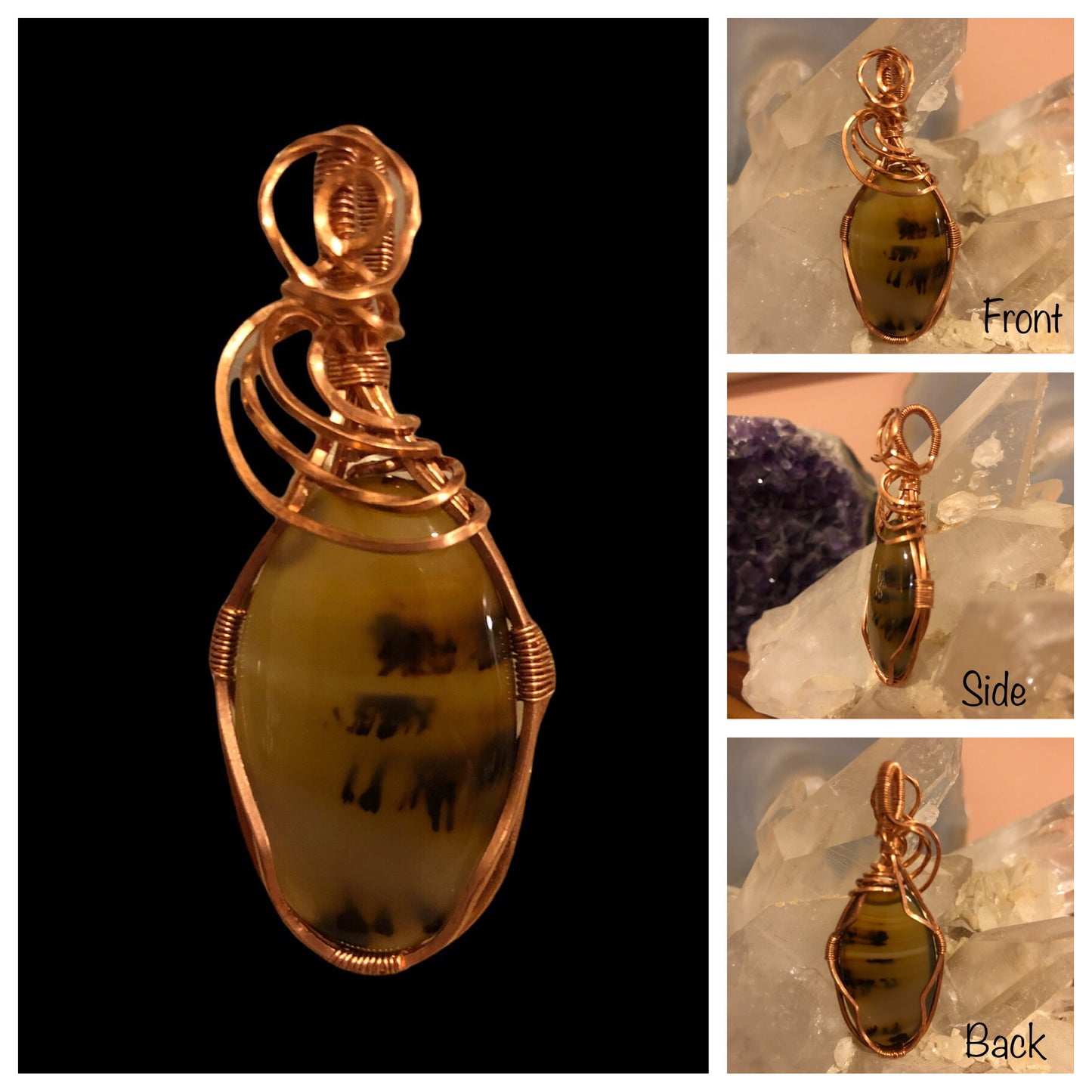 Montana Agate Pendant in Copper