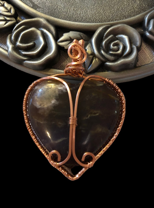Purple Agate Heart Pendant