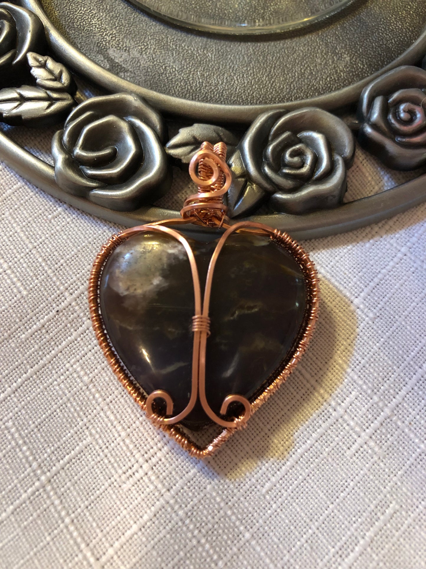 Purple Agate Heart Pendant