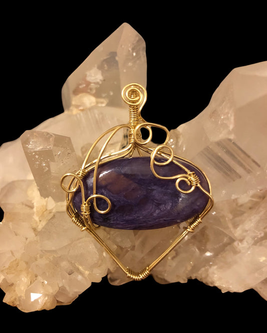 Charoite in Brass