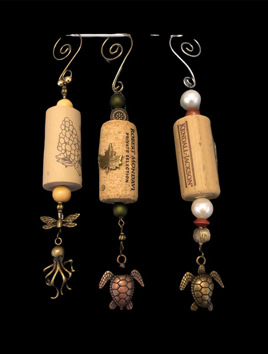 Wine Cork Ornaments with SeaLife Charm